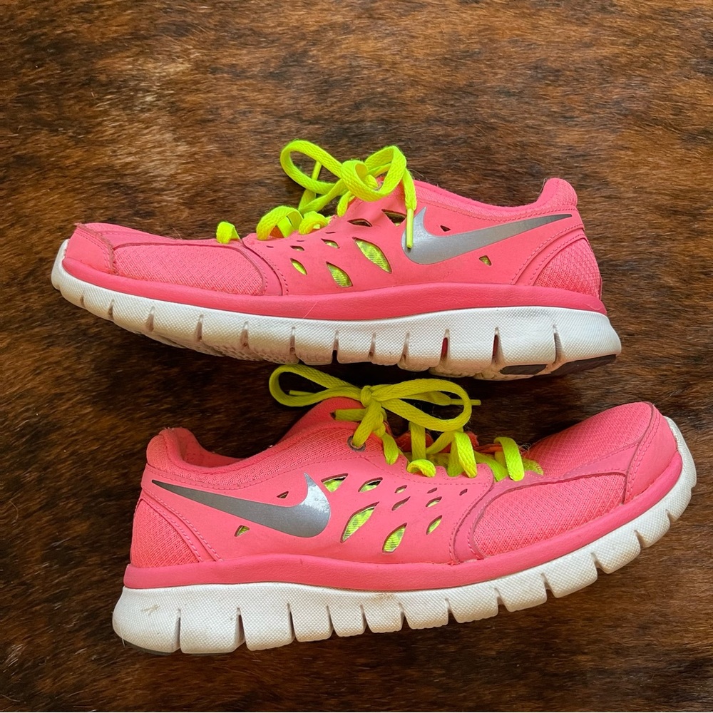 Nike Free Run Neon Pink & Neon Yellow Girls Sneakers Running Shoes
